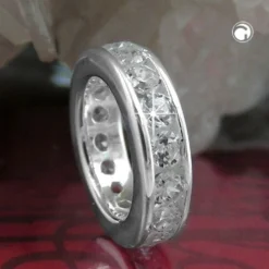 Anhänger 9x2mm Taufe aus 925 Silber Taufanhänger Taufring mit Zirkonia Kinder