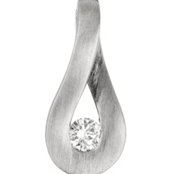 Anhänger 6,8x15,1mm Tropfen mit Diamant 0.09Ct W/SI Brillant 950 Platin mattiert