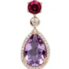 Anhänger 10,7x2,5mm Tropfen 585 Rotgold Amethyst Rhodolith 32 Diamanten 0.17Ct