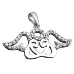Anhänger 11x26mm zwei stilisierte Engel mit Heiligenschein Zirkonia 925 Silber