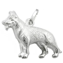 Anhänger 14x20x4mm Kettenanhänger Schäferhund 925 Silber Unisex Silberanhänger