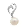 Anhänger Zuchtperle mit Zirkonia 27x11mm aus 925 Silber rhodiniert glänzend