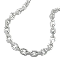 Ankerkette Collier Kette Halskette, diamantiert echtes 925 Silber 50cm