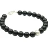Armband Armkette Armschmuck aus echtem Onyx schwarz & 925 Silber Kugel Damen