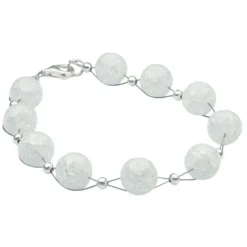 Armband Armkette aus echtem Berg-Kristall Kugel weiß Crack-Innen-Struktur Damen