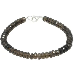 Armband Armkette aus echtem Rauchquarz braun facettiert & 925 Silber, 20cm