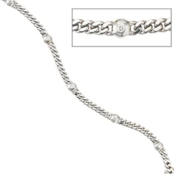Armband Armkette 6 Diamanten 0.3Ct Brillanten 585 Gold Weißgold 19cm