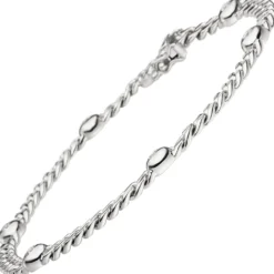 Armband Armkette 6 Diamanten 0.3Ct Brillanten 585 Gold Weißgold 19cm