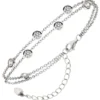 Armband Armkette 2-reihig aus 925 Silber rhodiniert mit 7 Zirkonia 15-19,5cm