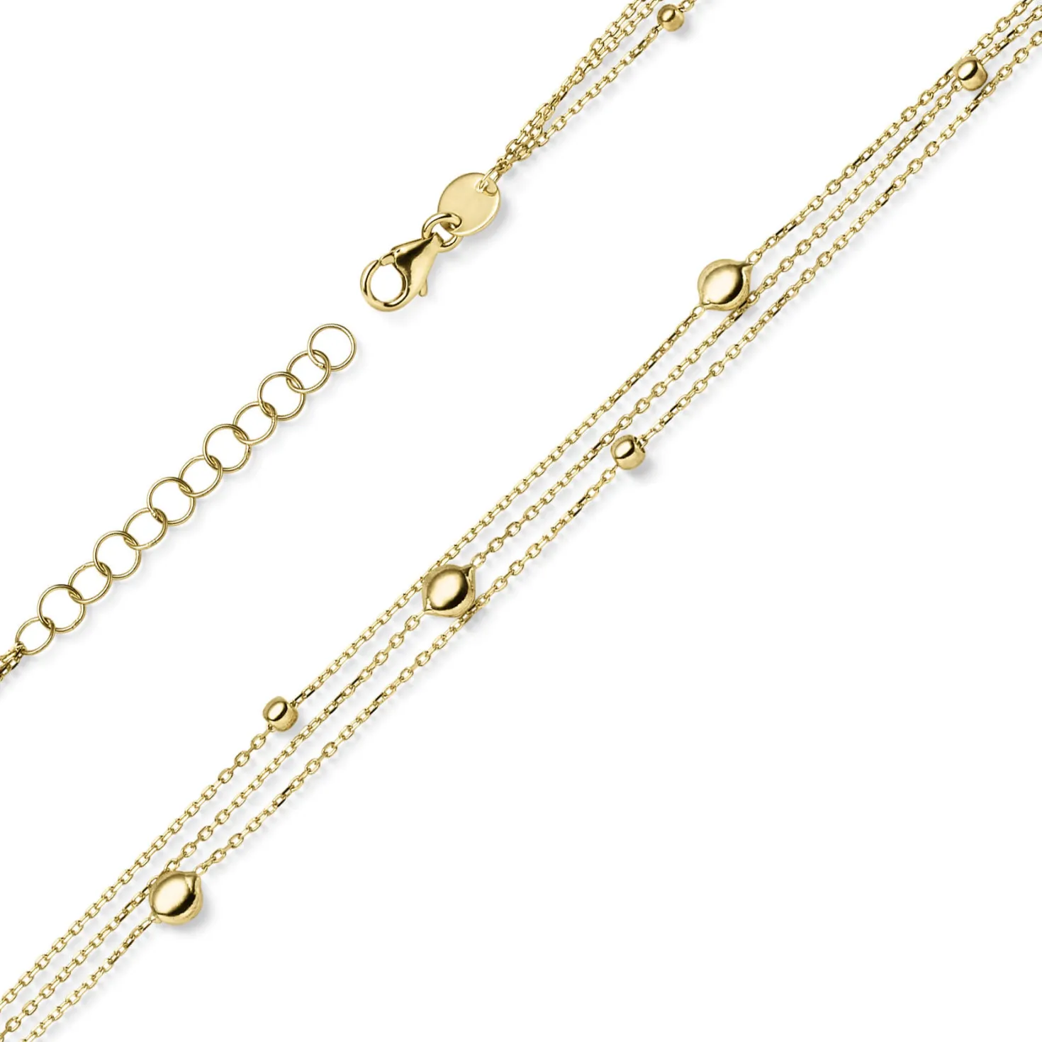 Armband Armkette 3-reihig mit Elementen 585 Gold Gelbgold 21cm