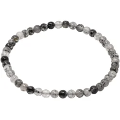 Armband Armschmuck aus Turmalinquarz grau-schwarz Ø4mm endlos dehnbar 18,5cm