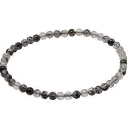 Armband Armschmuck aus Turmalinquarz grau-schwarz Ø4mm endlos dehnbar 18,5cm