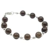 Armband aus echtem Rauchquarz braun, 925 Silber Armkette Armschmuck für Damen