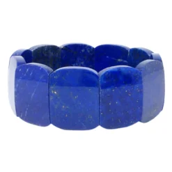 Armband aus Edelstein Lapis-Lazuli 25mm breit Naturstein blau glatt dehnbar Ø6cm