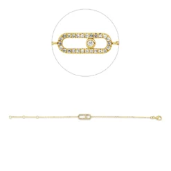 Armband aus 750 Gelbgold 1 Brillant 0,02ct TW-PI 26 Diamanten 0,12ct W-SI
