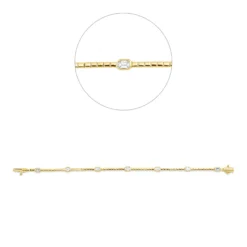 Armband aus 750 Gelbgold 7 Diamanten Smaragd-Schliff 1,42ct TW-SI B:3,9mm L:18cm