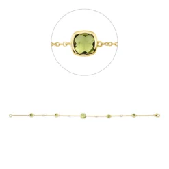 Armband aus 750 Gelbgold 5 Peridote 2,13ct 4 Brillanten 0,06ct TW-SI B:6,7mm L:19cm