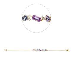 Armband aus 750 Gelbgold 7 Saphire 1,72ct mehrfarbig 13 Brillanten 0,15ct I-SI
