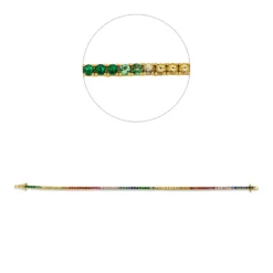 Armband aus 750 Gelbgold 84 Saphire 3,23ct mehrfarbig B:1,9mm L:17,5cm
