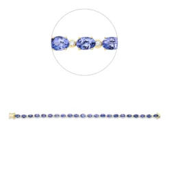 Armband aus 585 Gelbgold 22 Tansanite 10,7ct blau 22 Brillanten 0,48ct TW-SI
