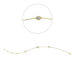 Armband aus 750 Gold Gelbgold 3 Brillanten 0,21ct TW-SI B:4mm L:18cm Zarge