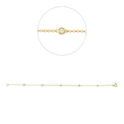 Armband aus 750 Gold Gelbgold 5 Brillanten 0,15ct TW-SI B:2,8mm L:17,5cm Zarge