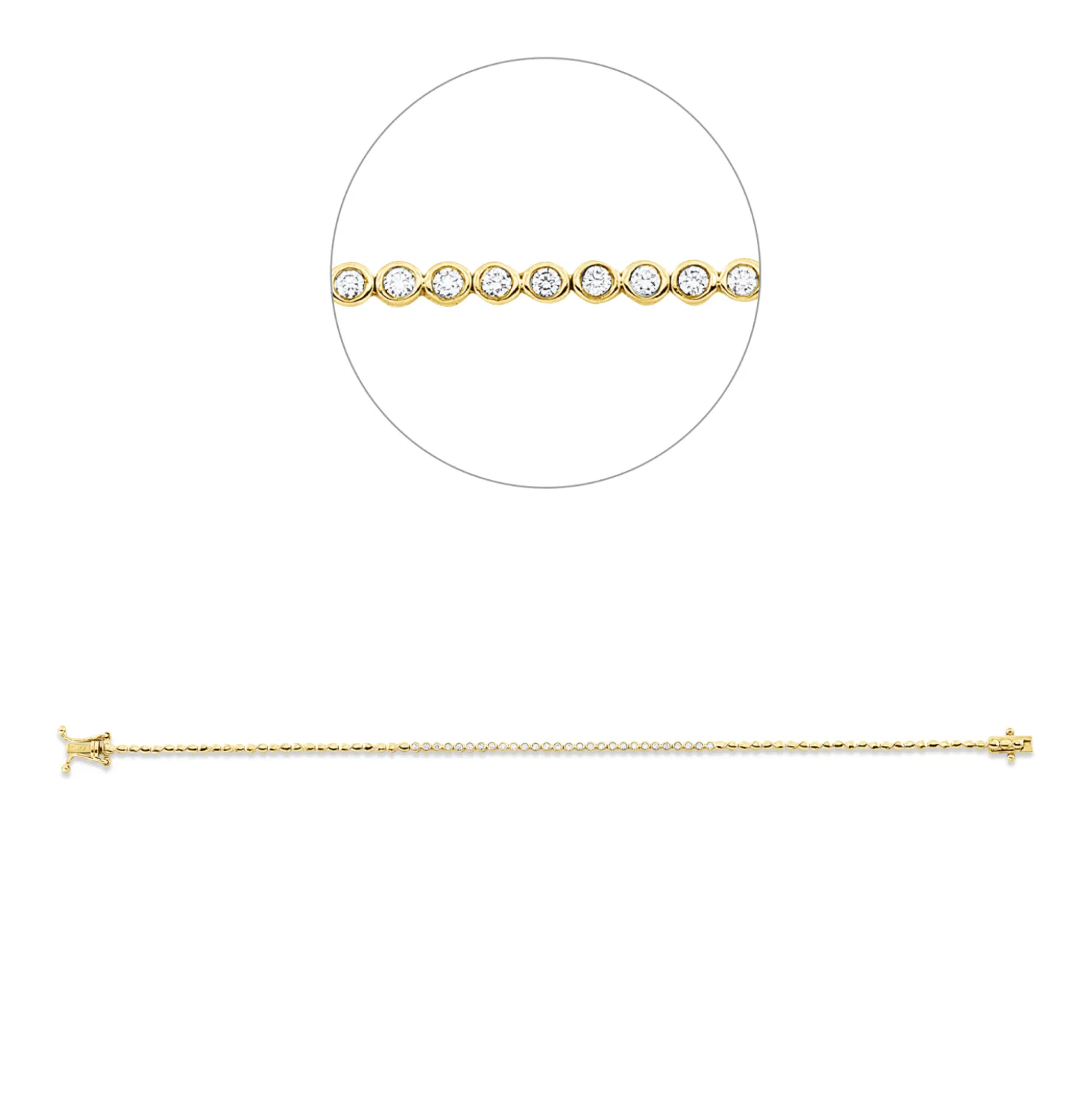 Armband aus 750 Gold Gelbgold 28 Brillanten 0,26ct F-SI B:2,4mm L:18cm Zarge