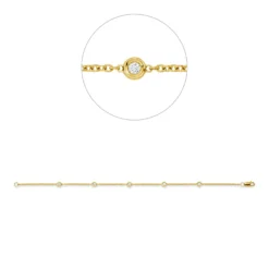 Armband aus 750 Gold Gelbgold 5 Diamanten 0,16ct TW-SI B:3,8mm L:17,8cm