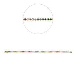 Armband aus 750 Gold Gelbgold 56 Saphire 3,78ct mehrfarbig B:3mm L:17,8cm