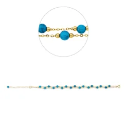 Armband aus 750 Gold Gelbgold 18 Türkise 5,6ct blau B:4,1mm L:22cm