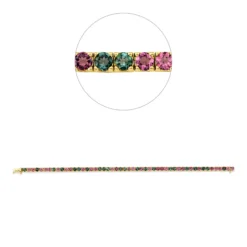 Armband aus 750 Gold Gelbgold 51 Turmaline 5,8ct grün B:3mm L:17,1cm 4er-Krappe