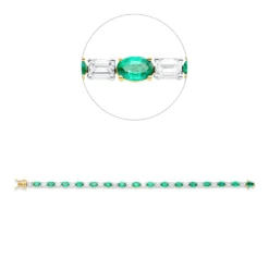 Armband aus 750 Gold gelb 16 Smaragde 10,7ct grün mit Diamanten L:17,8cm