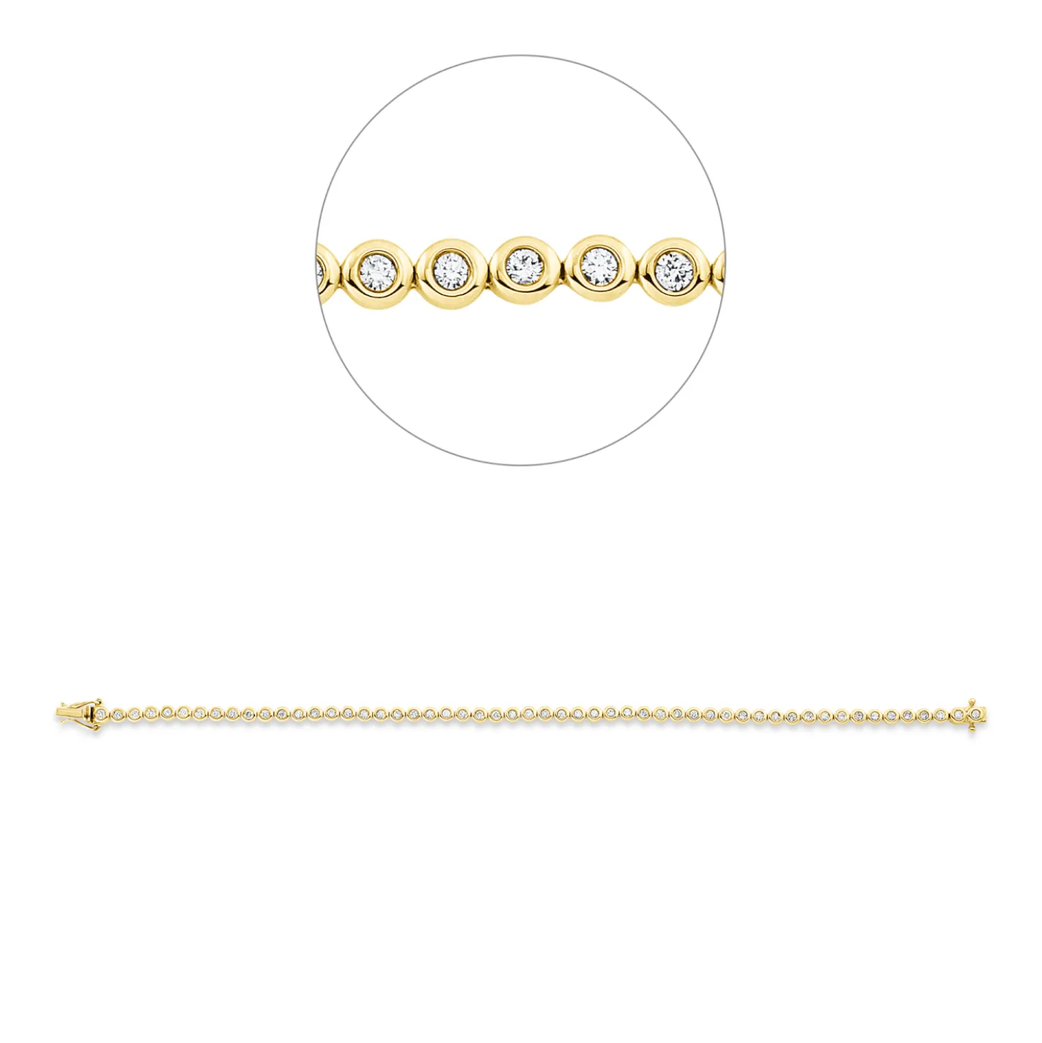 Armband aus 750 Gold gelb/weiß 54 Brillanten 1ct TW-SI B:3,2mm L:18cm Zarge