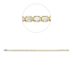 Armband aus 750 Gold gelb/weiß 37 Diamanten Smaragd-Schliff 7,14ct TW-SI Zarge