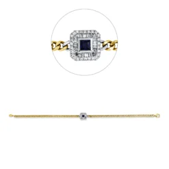 Armband aus 750 Gold gelb/weiß Saphir 0,15ct blau 54 Diamanten 0,24ct TW-SI