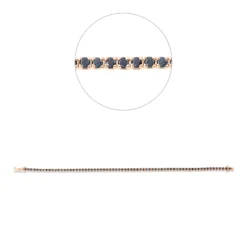 Armband aus 750 Gold Rotgold 68 Brillanten 2,96ct schwarz L:18cm 4er-Krappe