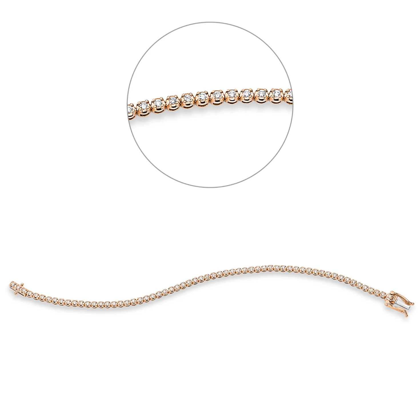 Armband aus 750 Gold weiß/rot 61 Brillanten 1,01ct TW-SI B:2,8mm L:18cm 4er-Krappe