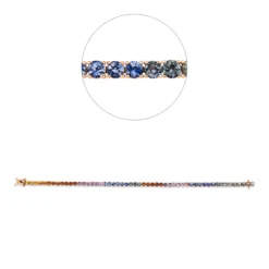 Armband aus 750 Gold weiß/rot 53 Saphire 7,42ct mehrfarbig L:17,2cm