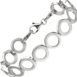 Armband aus Kreisen 925 Silber teilmatt 19cm Armschmuck Armkette rhodiniert