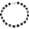 Armband aus Onyx & Bergkristall & 925 Silber, schwarz weiß, Würfel