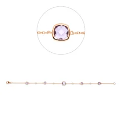 Armband aus 750 Rotgold 5 Amethyste 1,81ct pink 4 Brillanten 0,06ct TW-SI