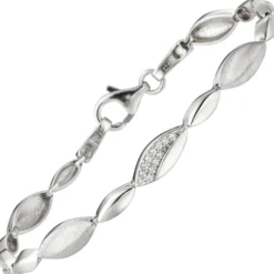 Armband aus 925 Silber mit 36 Zirkonia 19cm Armschmuck Armkette matt-glänzend