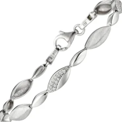 Armband aus 925 Silber mit 36 Zirkonia 19cm Armschmuck Armkette matt-glänzend