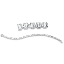 Armband aus 750 Weißgold 76 Diamanten Baguette-Schliff 8,58ct TW-VSI L:18,4cm