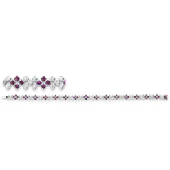 Armband aus 750 Weißgold 63 Rubine 1,77ct rot 80 Brillanten 2,04ct TW-SI