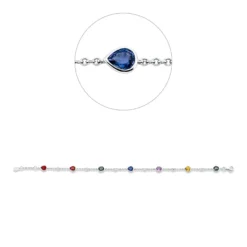 Armband aus 750 Weißgold 7 Saphire 2,89ct mehrfarbig 6 Brillanten 0,17ct F-vsi/si