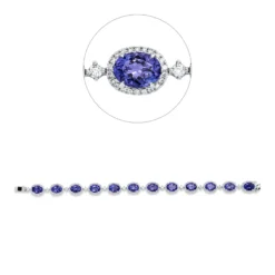Armband aus 750 Weißgold 12 Tansanite 15,3ct blau 279 Diamanten 1,7ct TW-SI