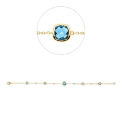 Armband 750 Gelbgold 5 Topase 3,31ct blau 4 Brillanten 0,06ct TW-SI B:7,2mm L:19cm