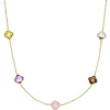 Armband 585 Gold Gelbgold Kleeblatt Blumen Farbsteine Edelsteine multicolor 19cm