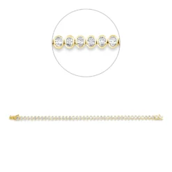 Armband 750 Gold gelb/weiß 42 Diamanten Oval-Schliff 4,47ct TW-SI B:5,2mm L:18cm